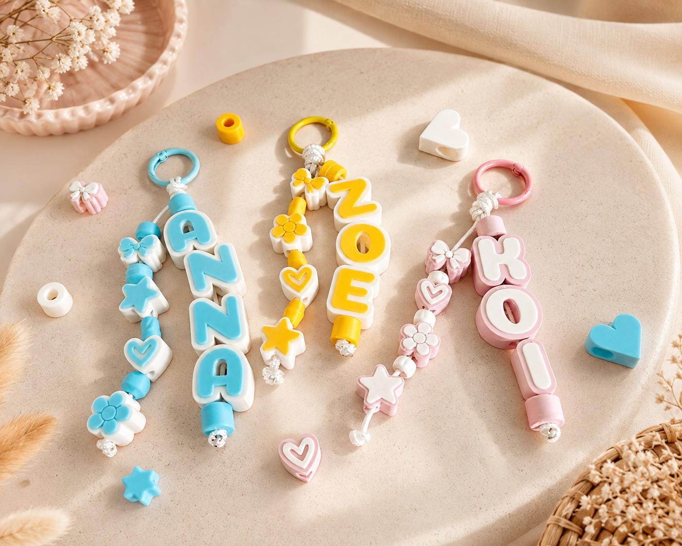 Personalized Name Keychain, Custom Beaded Keychain, Custom Name Bag Charm, Cute Backpack Charm, Personalized Gift for Girls