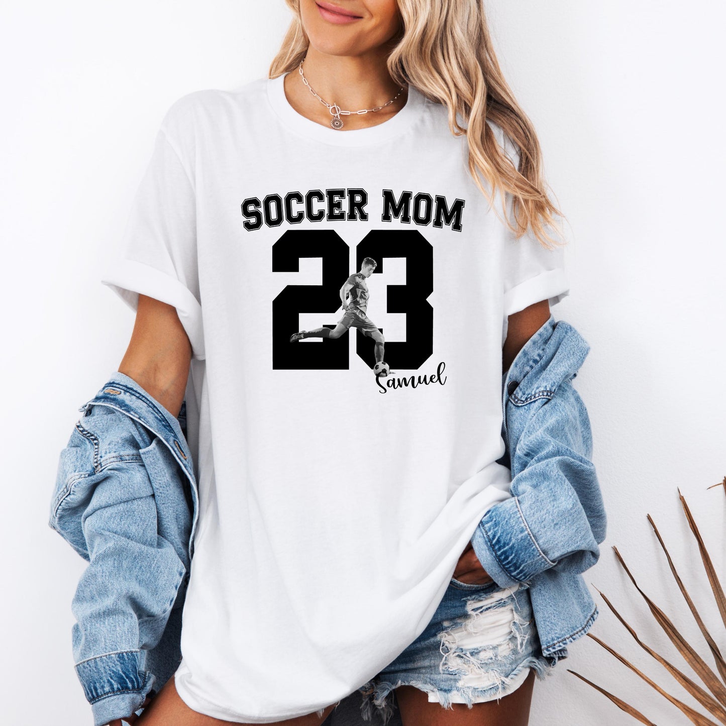 Personalized Soccer Mom Shirt with Player Photo, Custom Soccer Shirt, Player Name Number Tee, Soccer Mom Gift, Game Day Shirt