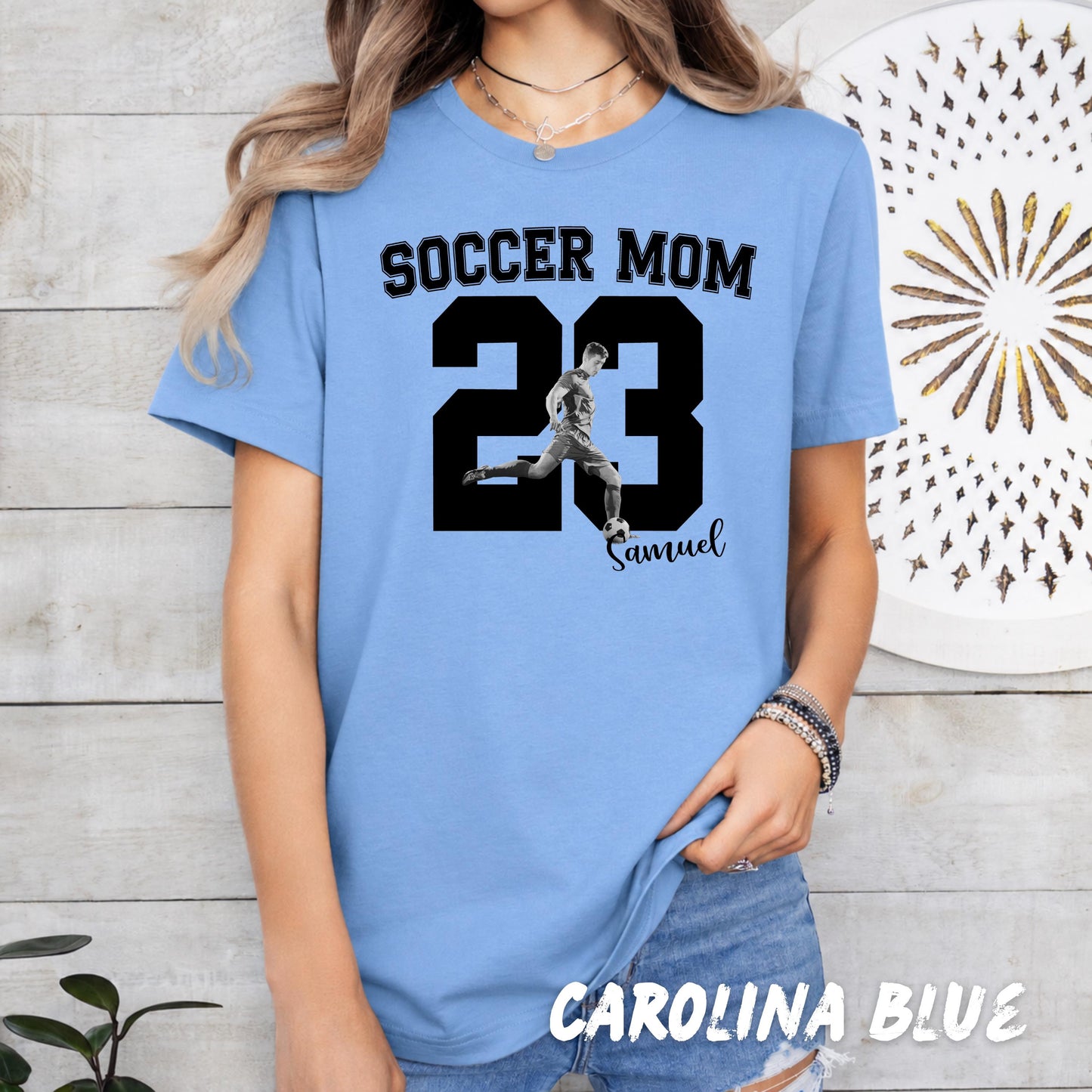 Personalized Soccer Mom Shirt with Player Photo, Custom Soccer Shirt, Player Name Number Tee, Soccer Mom Gift, Game Day Shirt