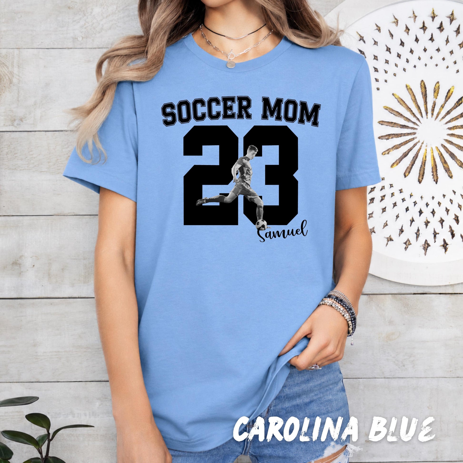 Personalized Soccer Mom Shirt with Player Photo, Custom Soccer Shirt, Player Name Number Tee, Soccer Mom Gift, Game Day Shirt