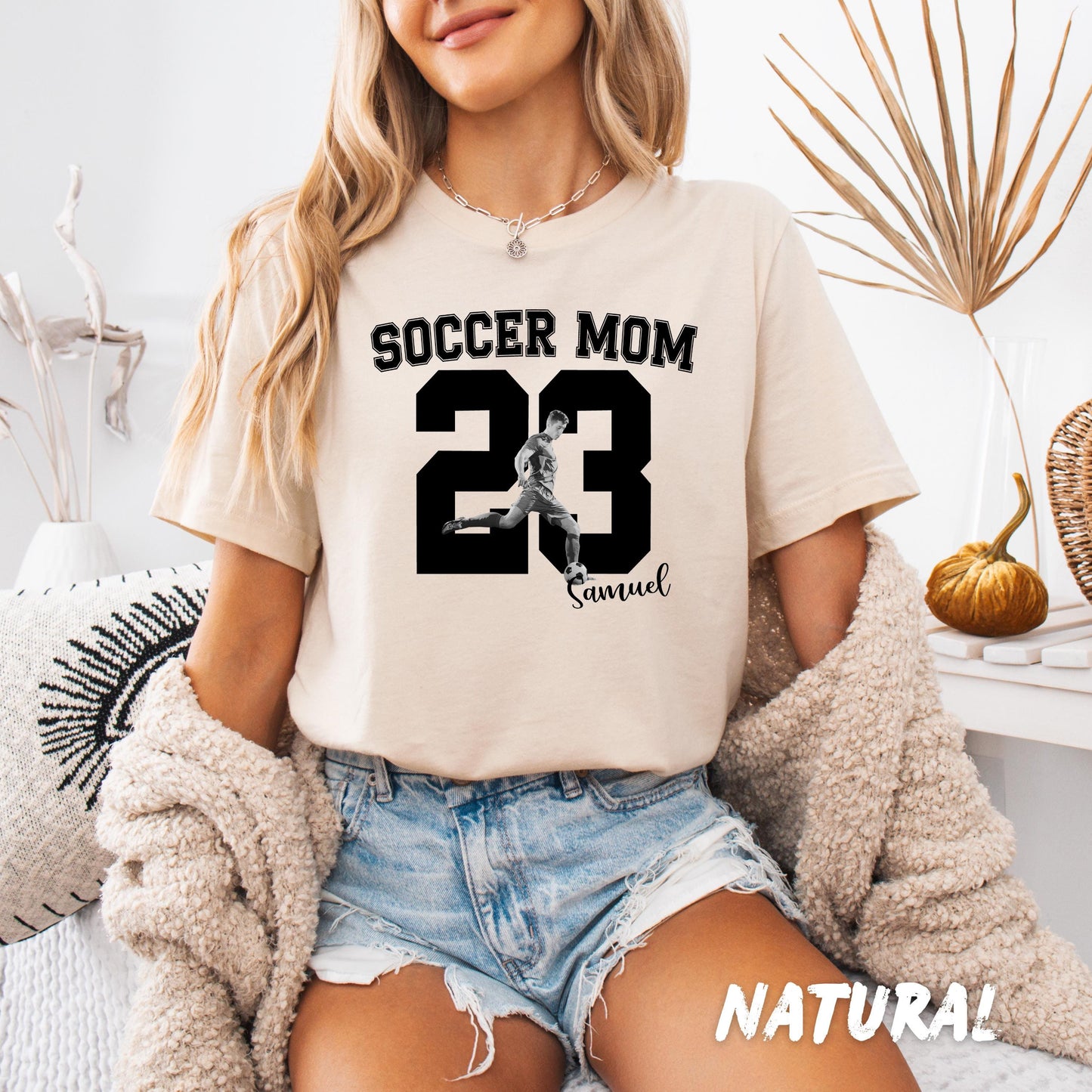 Personalized Soccer Mom Shirt with Player Photo, Custom Soccer Shirt, Player Name Number Tee, Soccer Mom Gift, Game Day Shirt