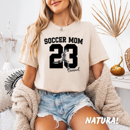 Personalized Soccer Mom Shirt with Player Photo, Custom Soccer Shirt, Player Name Number Tee, Soccer Mom Gift, Game Day Shirt