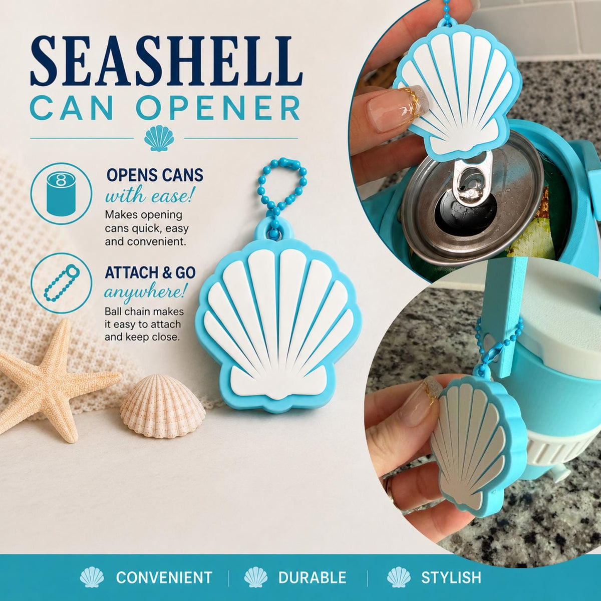 Coastal Can Cooler, 12oz Can Holder, Beach Drink Cooler, Seashell Can Cozy, 12oz Skinny Can Holder, 16oz Can Cooler, Coastal Lover Gift