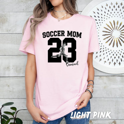 Personalized Soccer Mom Shirt with Player Photo, Custom Soccer Shirt, Player Name Number Tee, Soccer Mom Gift, Game Day Shirt