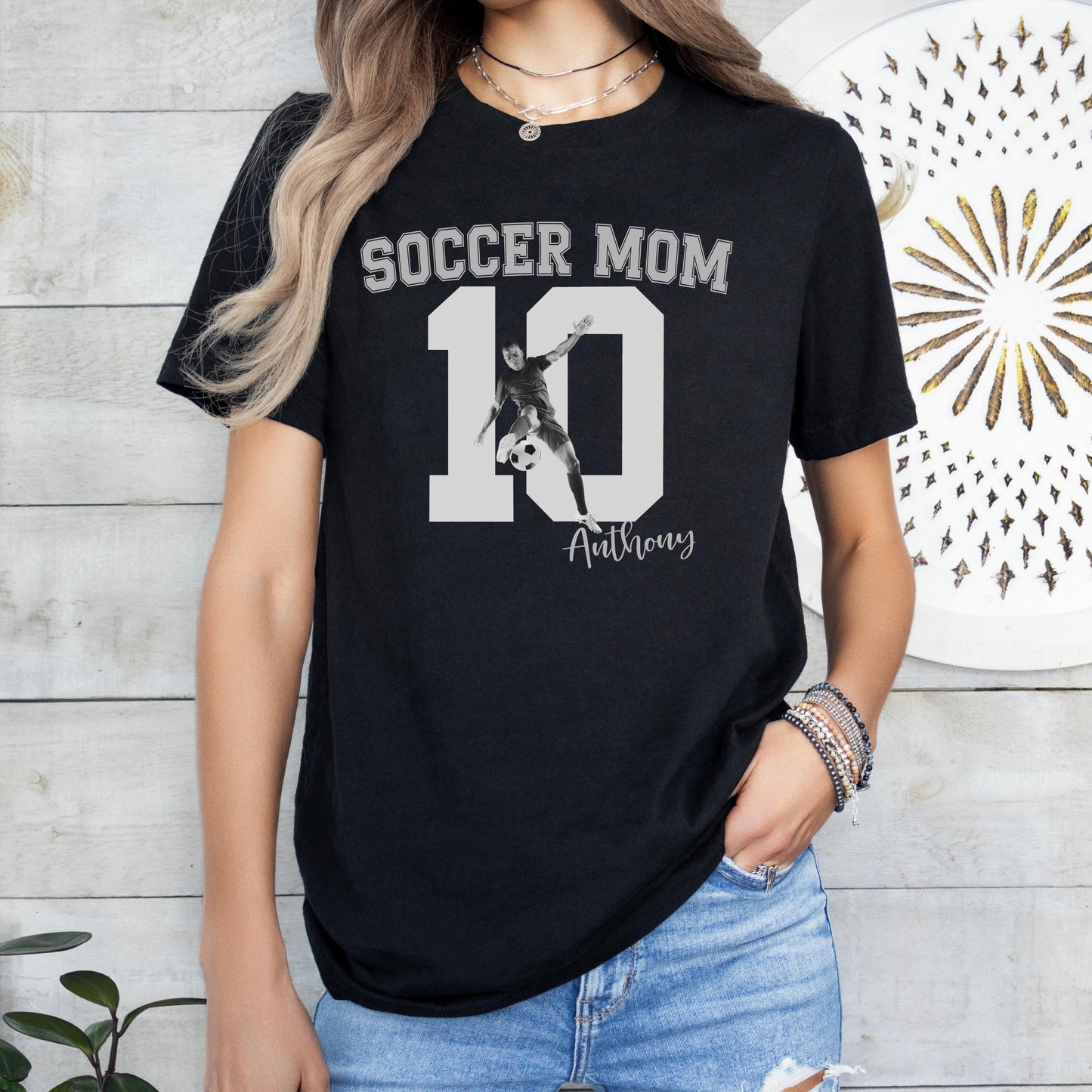 Personalized Soccer Mom Shirt with Player Photo, Custom Soccer Shirt, Player Name Number Tee, Soccer Mom Gift, Game Day Shirt