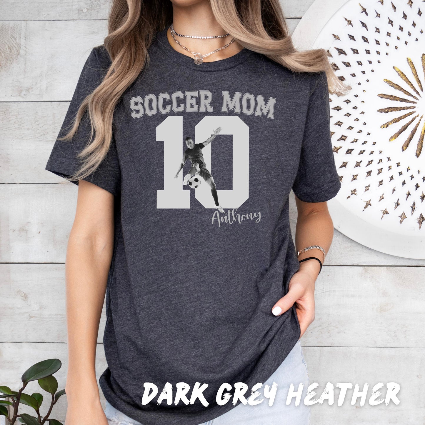 Personalized Soccer Mom Shirt with Player Photo, Custom Soccer Shirt, Player Name Number Tee, Soccer Mom Gift, Game Day Shirt