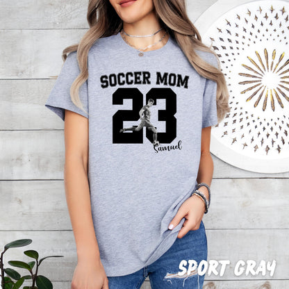 Personalized Soccer Mom Shirt with Player Photo, Custom Soccer Shirt, Player Name Number Tee, Soccer Mom Gift, Game Day Shirt