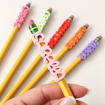 Personalized Name Pencil Toppers, Reusable Kids Name Tags for Pencils, School Supplies, Party Favors, Stocking Stuffers