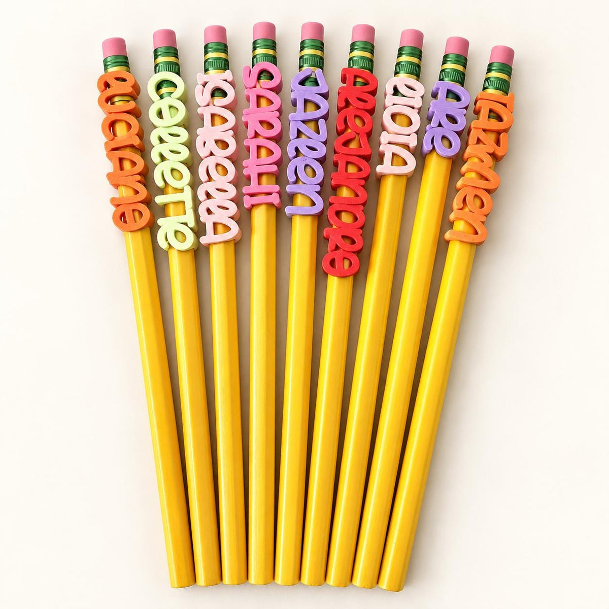 Personalized Name Pencil Toppers, Reusable Kids Name Tags for Pencils, School Supplies, Party Favors, Stocking Stuffers