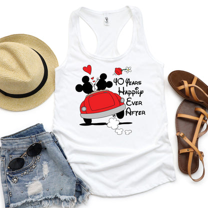 Custom Disney Anniversary Women’s Tank Top – Mickey and Minnie, Happily Ever After - Personalized Anniversary Gift