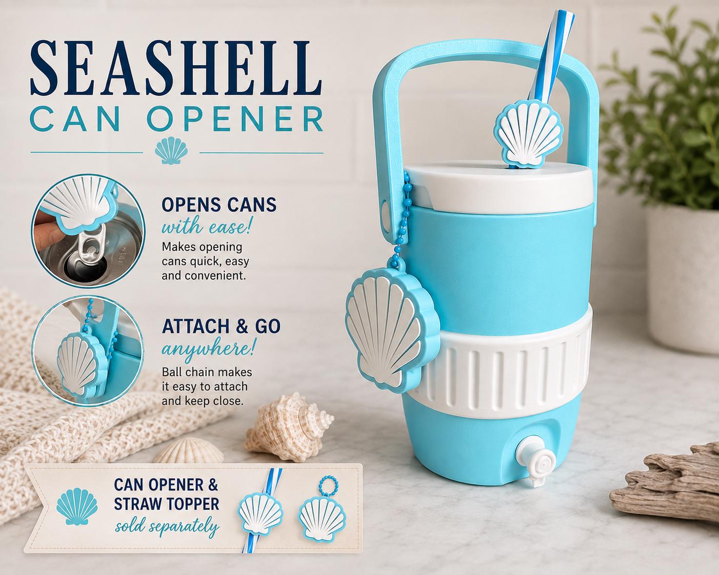 Coastal Can Cooler, 12oz Can Holder, Beach Drink Cooler, Seashell Can Cozy, 12oz Skinny Can Holder, 16oz Can Cooler, Coastal Lover Gift