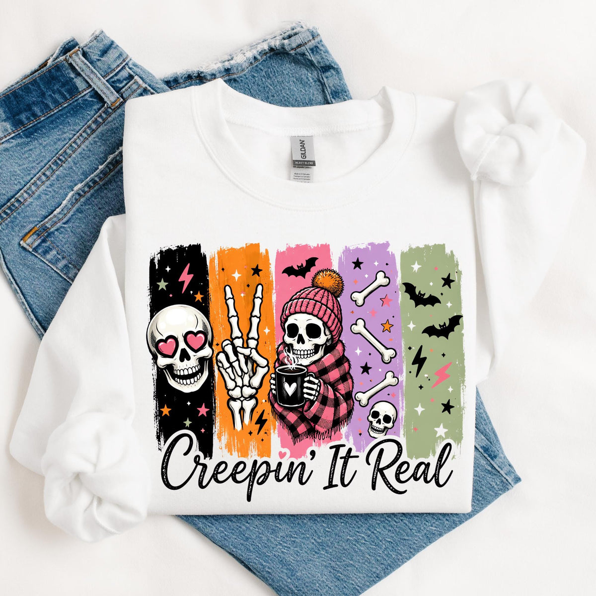 Halloween Sweatshirt for Women, Cute Skeleton Crewneck, Retro Halloween Shirt, Spooky Season Sweatshirt, Choose Your Design, Fall Shirt