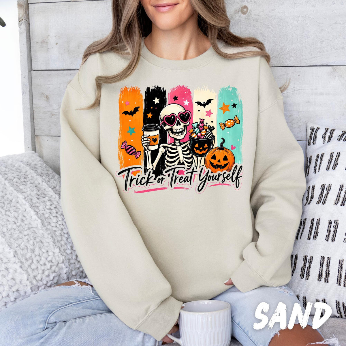 Halloween Sweatshirt for Women, Cute Skeleton Crewneck, Retro Halloween Shirt, Spooky Season Sweatshirt, Choose Your Design, Fall Shirt