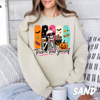 Halloween Sweatshirt for Women, Cute Skeleton Crewneck, Retro Halloween Shirt, Spooky Season Sweatshirt, Choose Your Design, Fall Shirt