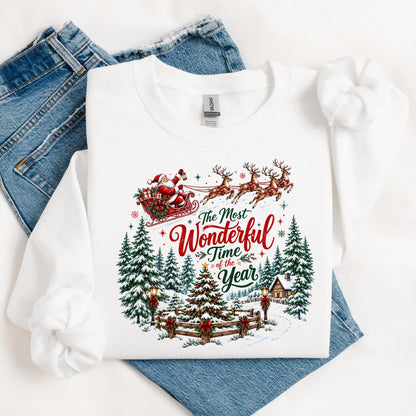 Vintage Christmas Sweatshirt, Santa Christmas Crewneck, Most Wonderful Time of the Year Shirt, Retro Holiday Sweatshirt, Christmas Gift