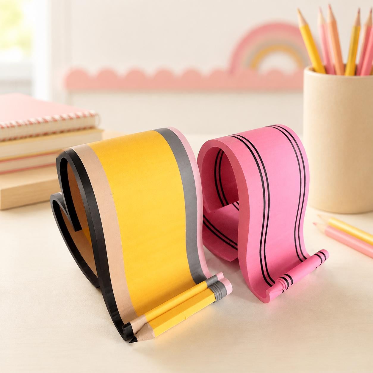 Pencil or Crayon Phone Stand, Teacher Desk Decor, Back to School Gift, Cute Classroom Phone Holder, Desk Accessory, Teacher Phone Holder