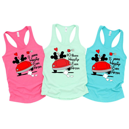 Custom Disney Anniversary Women’s Tank Top – Mickey and Minnie, Happily Ever After - Personalized Anniversary Gift