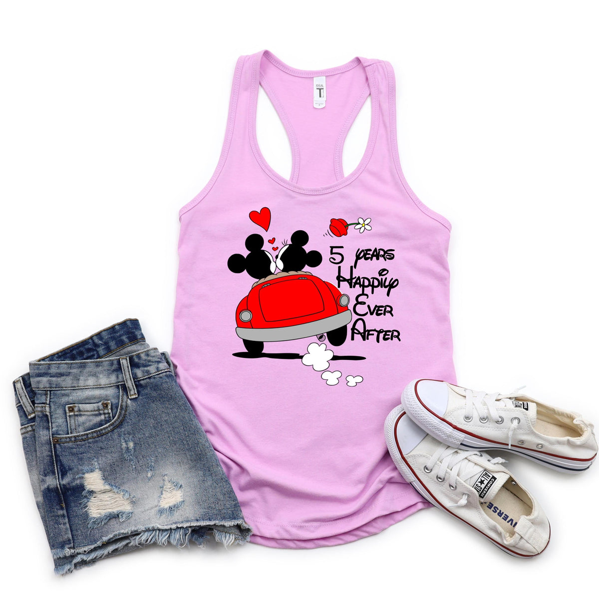 Custom Disney Anniversary Women’s Tank Top – Mickey and Minnie, Happily Ever After - Personalized Anniversary Gift