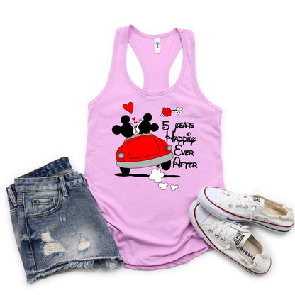 Custom Disney Anniversary Women’s Tank Top – Mickey and Minnie, Happily Ever After - Personalized Anniversary Gift