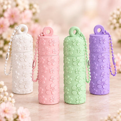 Floral Lip Balm Holder Keychain, Lip Balm Case with Matching Chain, Purse Charm, Custom Gift for Her