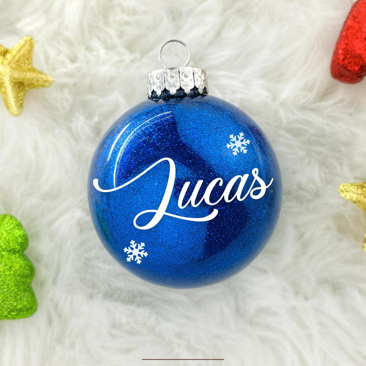 Personalized Glitter Christmas Ornaments - Custom Name Ornaments - Unique Christmas Gifts
