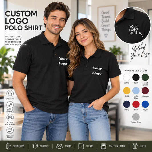 Custom Logo Polo Shirt, Personalized Business Polo, Company Logo Shirt, Work Uniform Polo, School Team Polo, Custom Staff Shirt