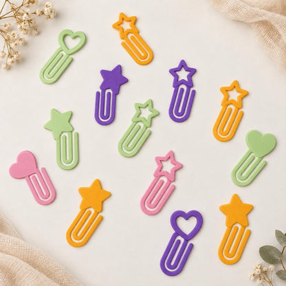 Jumbo Paper Clip Bookmark, Heart or Star Planner Clip, Colorful Page Marker, Desk Accessory, Plastic Jumbo Clips, Teacher Apreciation Gifts