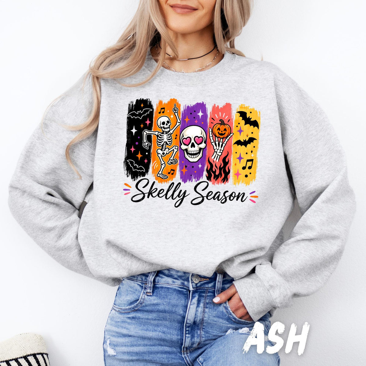 Halloween Sweatshirt for Women, Cute Skeleton Crewneck, Retro Halloween Shirt, Spooky Season Sweatshirt, Choose Your Design, Fall Shirt