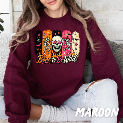 Halloween Sweatshirt for Women, Cute Skeleton Crewneck, Retro Halloween Shirt, Spooky Season Sweatshirt, Choose Your Design, Fall Shirt