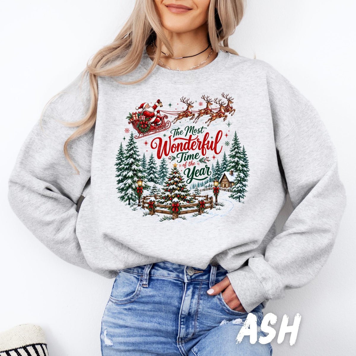 Vintage Christmas Sweatshirt, Santa Christmas Crewneck, Most Wonderful Time of the Year Shirt, Retro Holiday Sweatshirt, Christmas Gift