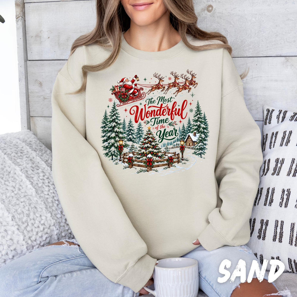Vintage Christmas Sweatshirt, Santa Christmas Crewneck, Most Wonderful Time of the Year Shirt, Retro Holiday Sweatshirt, Christmas Gift