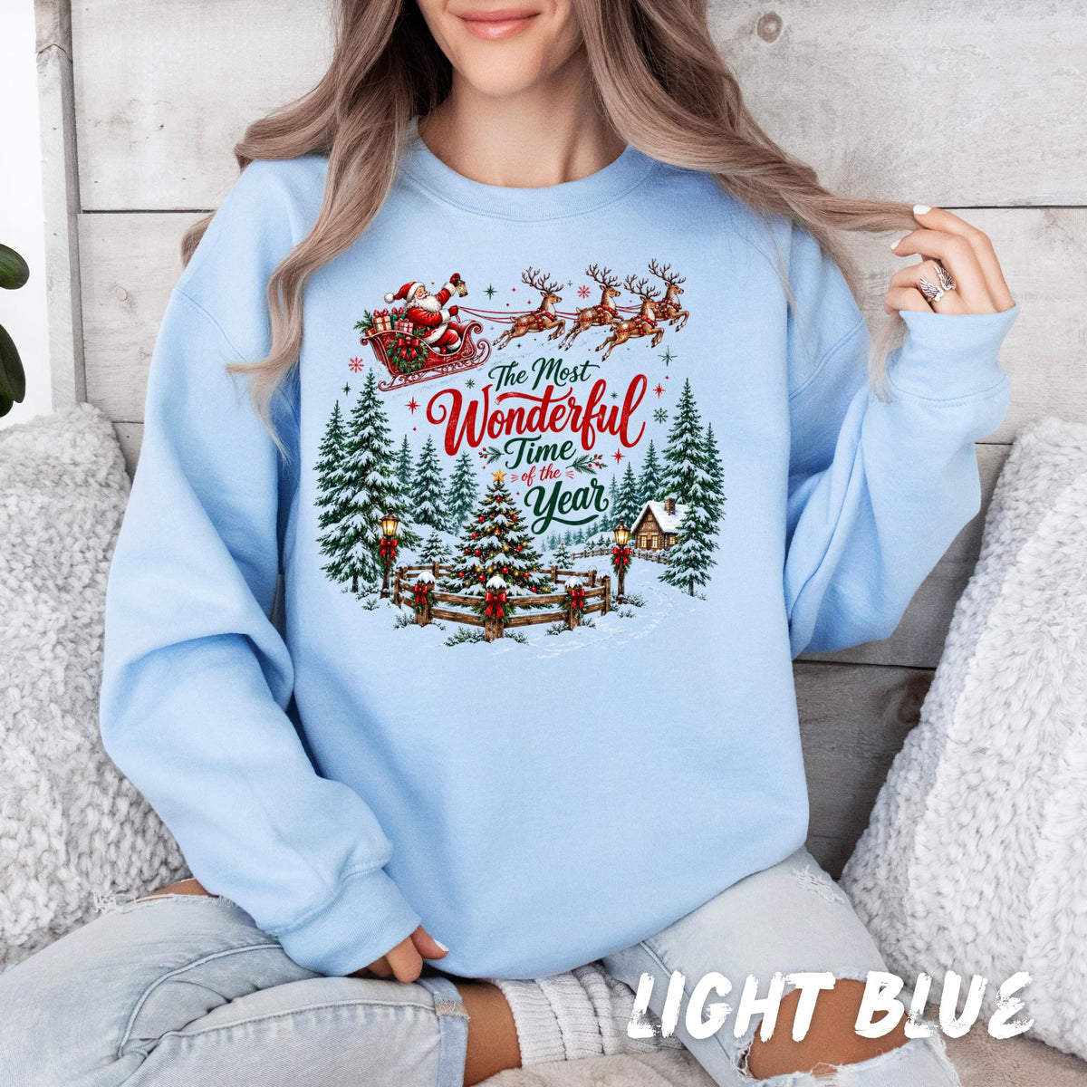 Vintage Christmas Sweatshirt, Santa Christmas Crewneck, Most Wonderful Time of the Year Shirt, Retro Holiday Sweatshirt, Christmas Gift