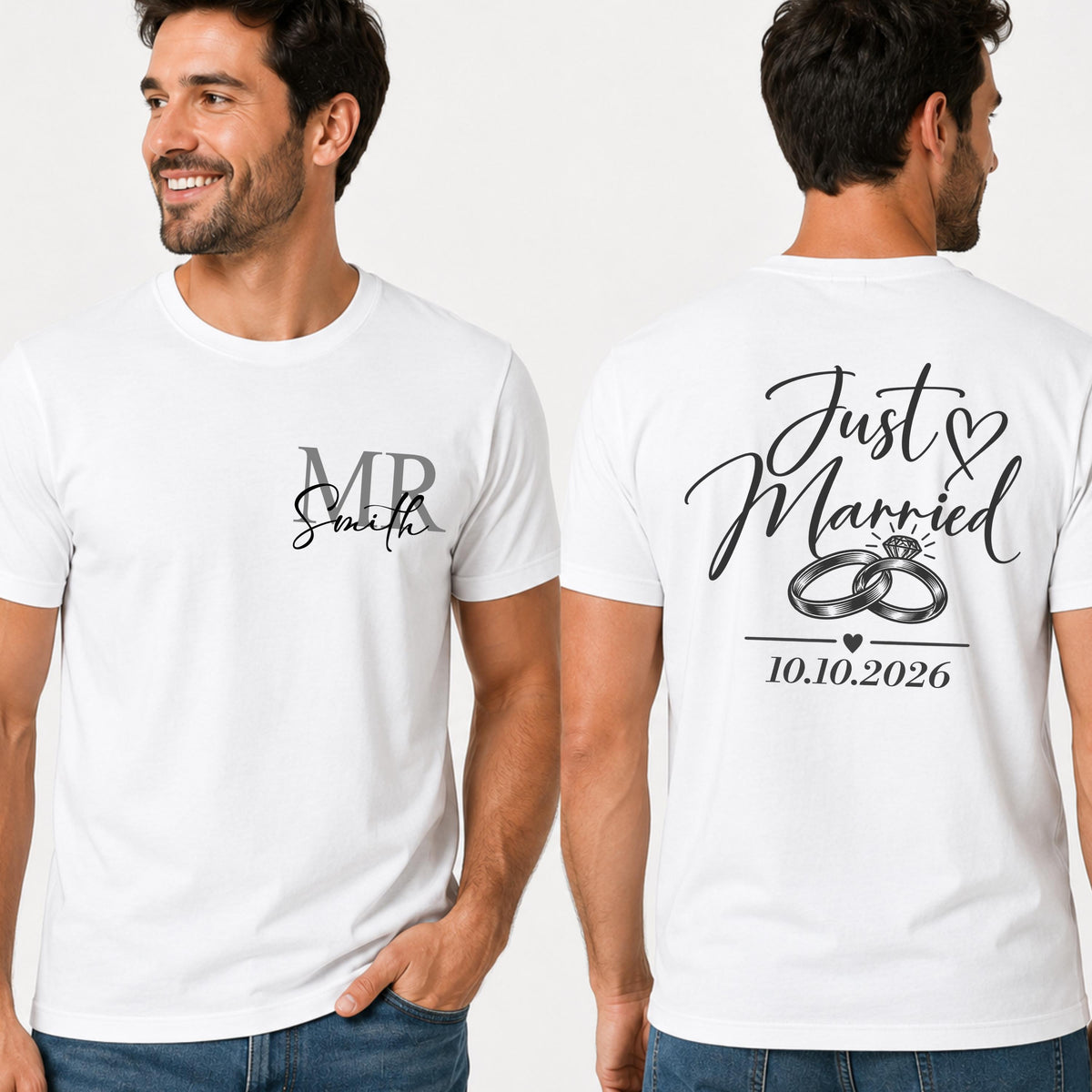 Personalized Just Married Shirts, Mr and Mrs Wedding Shirts, Newlywed Couple Shirts, Custom Last Name Wedding Gift, Honeymoon Shirts