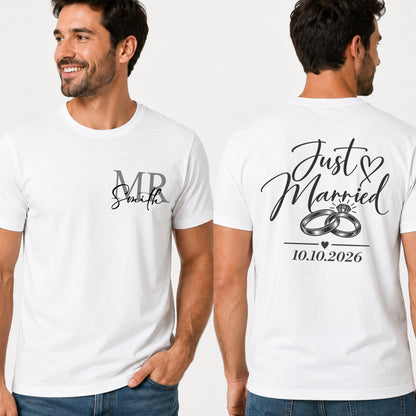 Personalized Just Married Shirts, Mr and Mrs Wedding Shirts, Newlywed Couple Shirts, Custom Last Name Wedding Gift, Honeymoon Shirts