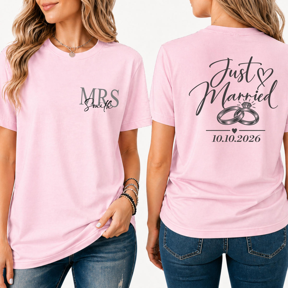 Personalized Just Married Shirts, Mr and Mrs Wedding Shirts, Newlywed Couple Shirts, Custom Last Name Wedding Gift, Honeymoon Shirts