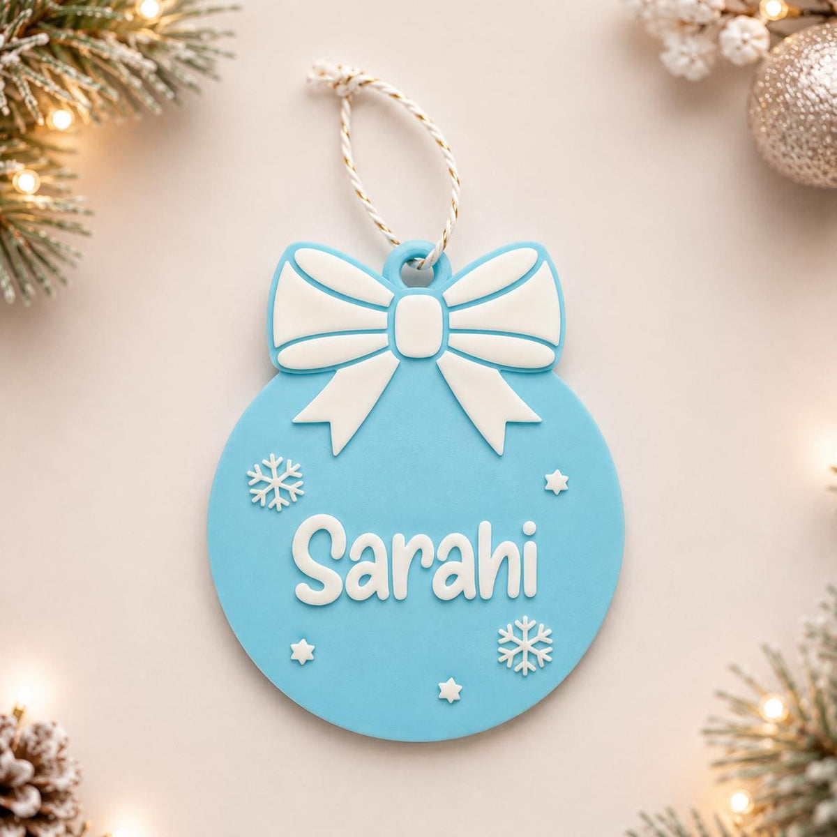 Personalized Christmas Ornament with Name, Custom 3D Ornament, Pet Paw, Baby Feet or Snowflake Ornament, Family Christmas Gift