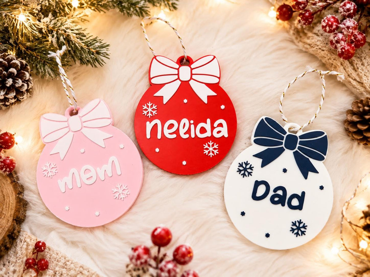 Personalized Christmas Ornament with Name, Custom 3D Ornament, Pet Paw, Baby Feet or Snowflake Ornament, Family Christmas Gift
