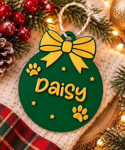Personalized Christmas Ornament with Name, Custom 3D Ornament, Pet Paw, Baby Feet or Snowflake Ornament, Family Christmas Gift