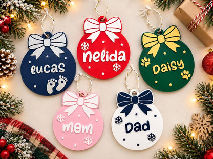 Personalized Christmas Ornament with Name, Custom 3D Ornament, Pet Paw, Baby Feet or Snowflake Ornament, Family Christmas Gift