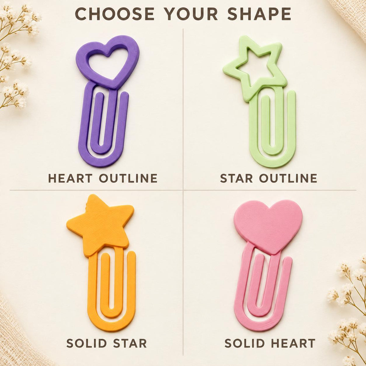 Jumbo Paper Clip Bookmark, Heart or Star Planner Clip, Colorful Page Marker, Desk Accessory, Plastic Jumbo Clips, Teacher Apreciation Gifts