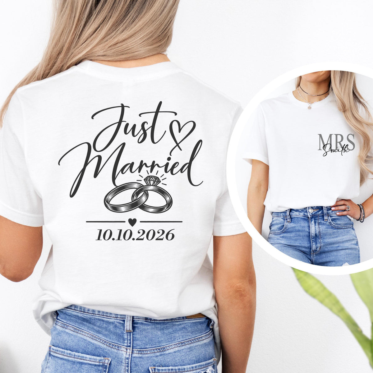 Personalized Just Married Shirts, Mr and Mrs Wedding Shirts, Newlywed Couple Shirts, Custom Last Name Wedding Gift, Honeymoon Shirts