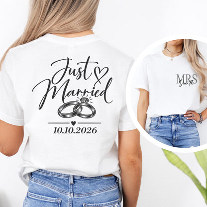 Personalized Just Married Shirts, Mr and Mrs Wedding Shirts, Newlywed Couple Shirts, Custom Last Name Wedding Gift, Honeymoon Shirts