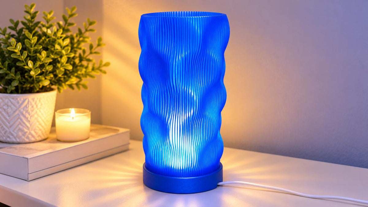 Modern Blue Wave LED Table Lamp Dimmable Plastic Bedside Light Home Decor