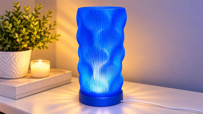 Modern Blue Wave LED Table Lamp Dimmable Plastic Bedside Light Home Decor