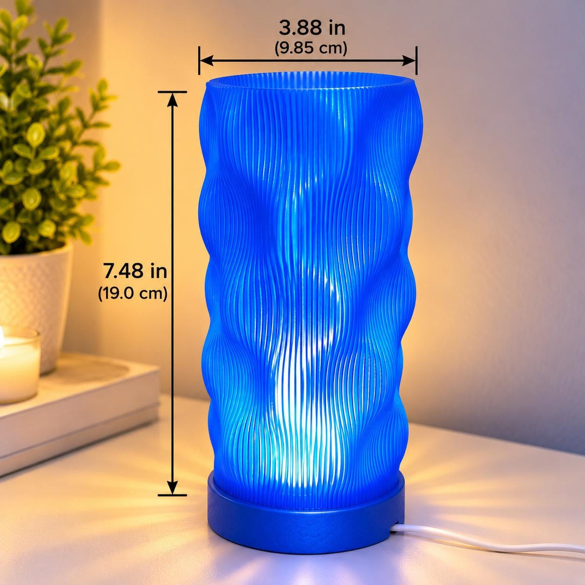 Modern Blue Wave LED Table Lamp Dimmable Plastic Bedside Light Home Decor