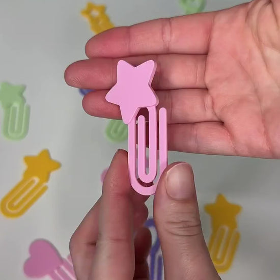 Jumbo Paper Clip Bookmark, Heart or Star Planner Clip, Colorful Page Marker, Desk Accessory, Plastic Jumbo Clips, Teacher Apreciation Gifts