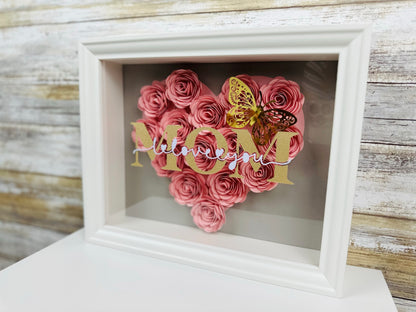 Paper flower Shadow box - Personalized Mother's Day Gift