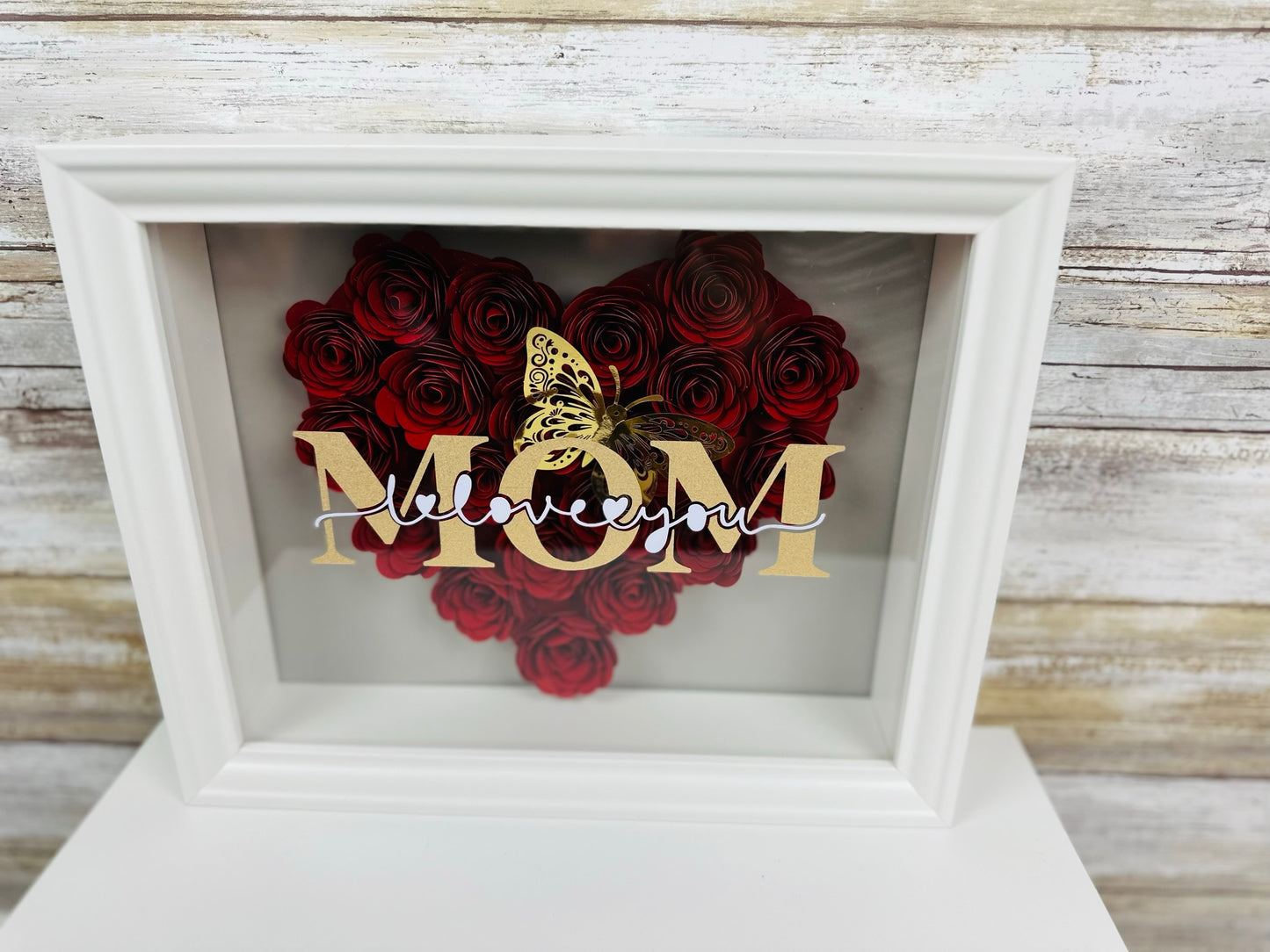 Paper flower Shadow box - Personalized Mother's Day Gift
