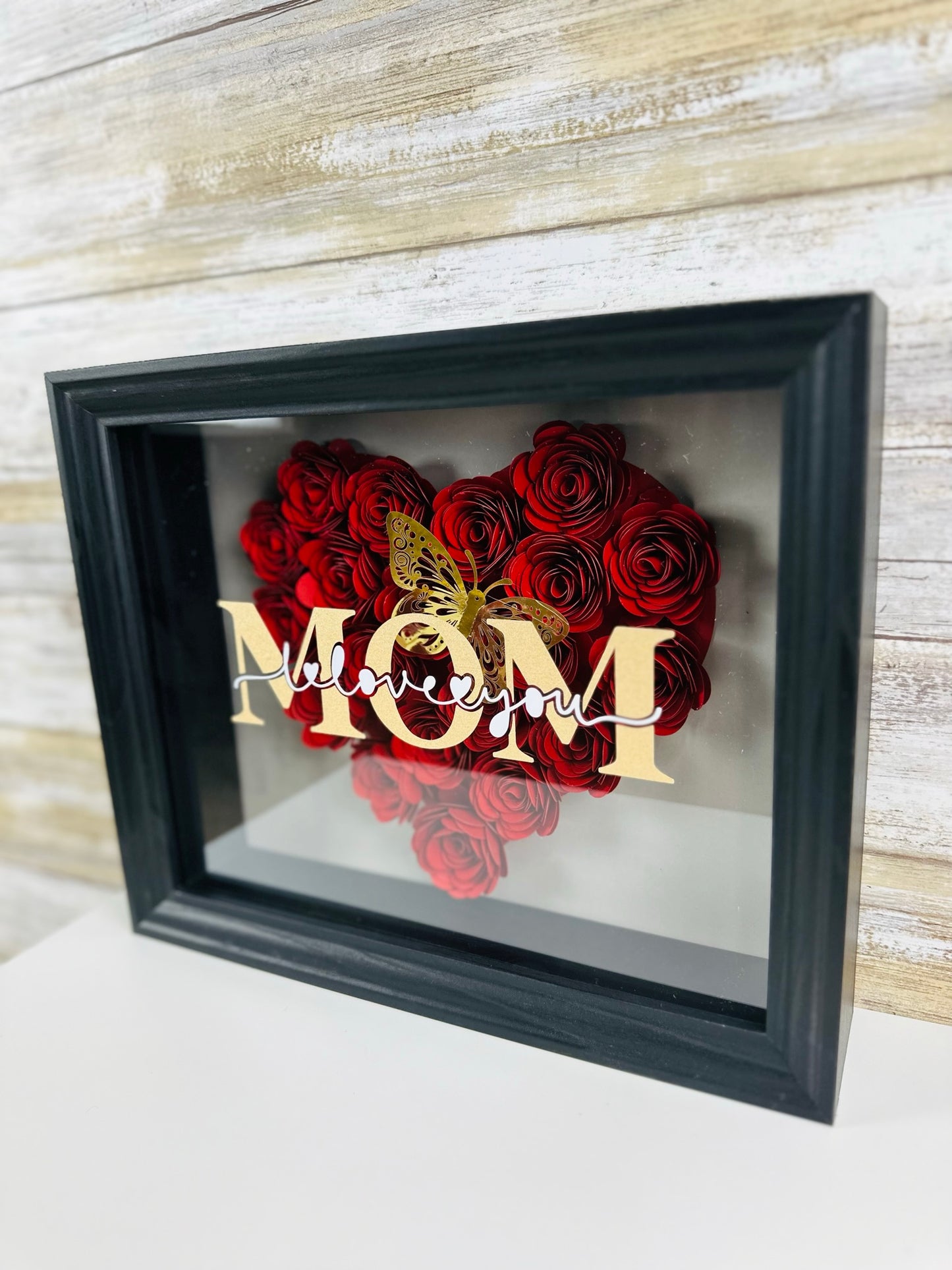 Paper flower Shadow box - Personalized Mother's Day Gift