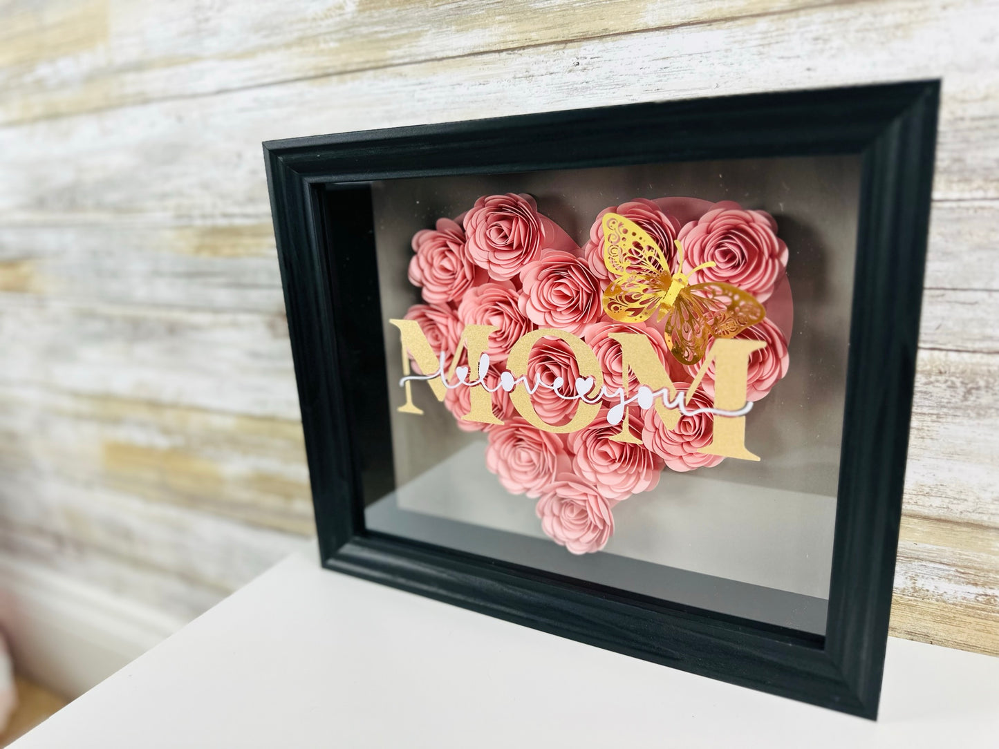Paper flower Shadow box - Personalized Mother's Day Gift
